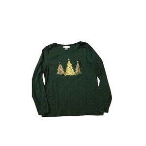 Vintage 90's Rebecca Malone Medium Shirt Green Bejeweled Holiday Christmas